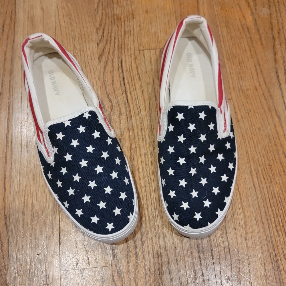 Old Navy Blue and Red Star-Patterned Sneakers